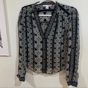 DVF geometric sheer silk blouse